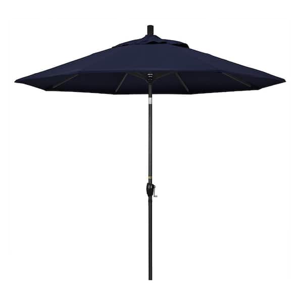 California Umbrella 9 ft. Aluminum Market Umbrella Push Tilt - M Black in Navy Blue Pacifica in Navy