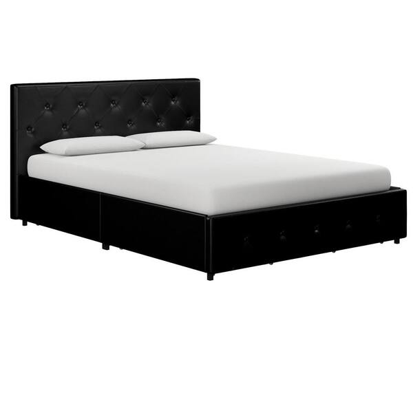 Dhp Dean Black Faux Leather Upholstered Full Bed With Storage De35693 Dhp Dean Black Faux Leather Upholstered, Tufted Bed With Storage Full
