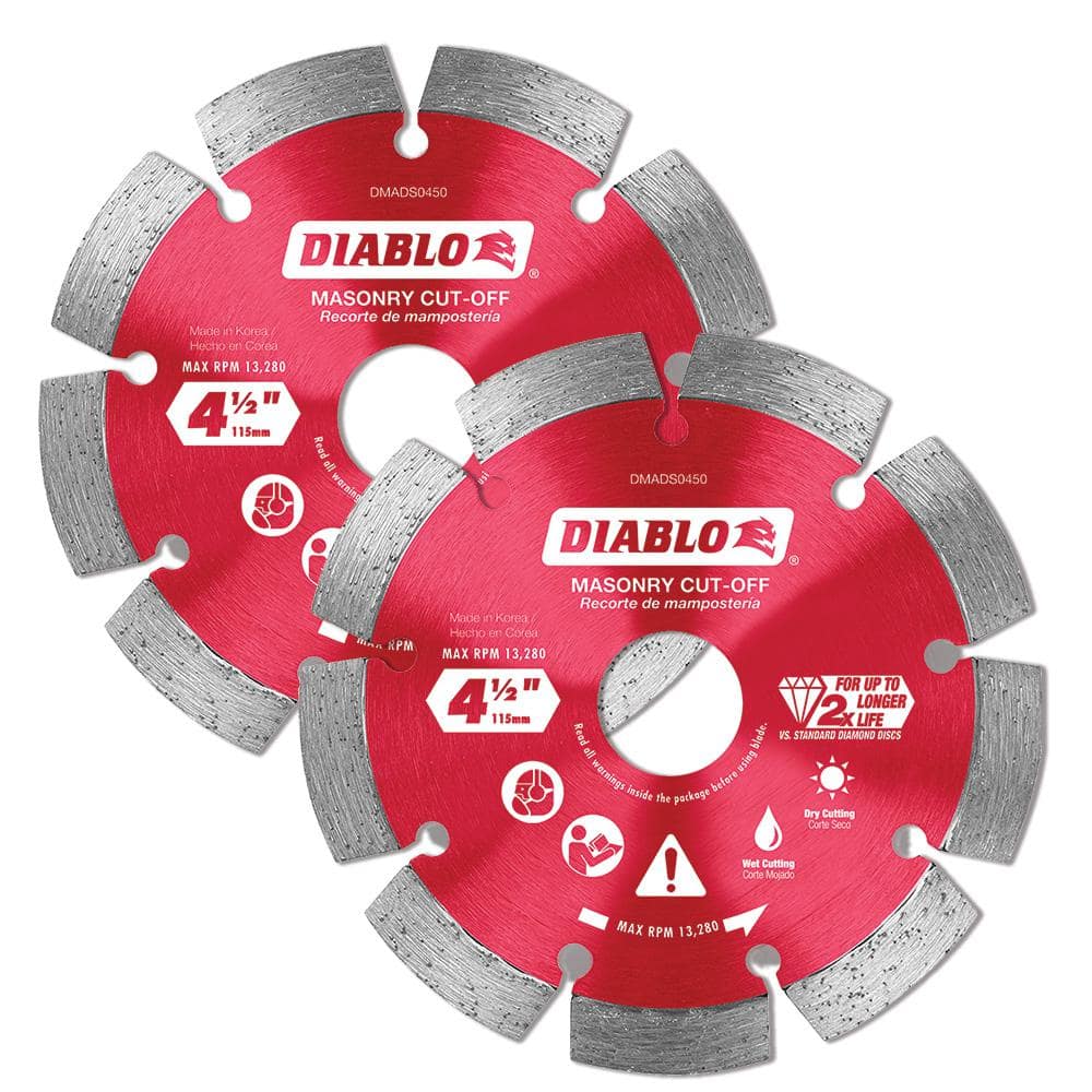 DIABLO 4-1/2 in. Segmented Rim Masonry Diamond Cut Off Blade Value Pack (2-Pack)