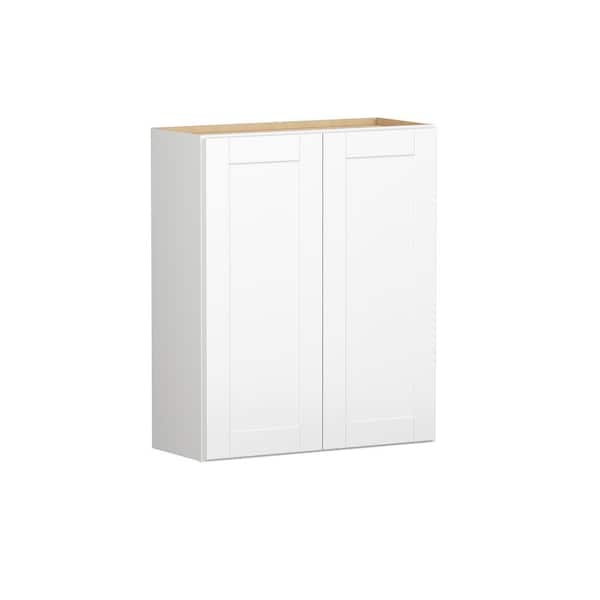 Shaker 30 in. W x 12 in. D x 36 in. H Assembled Wall Cabinet in Satin White