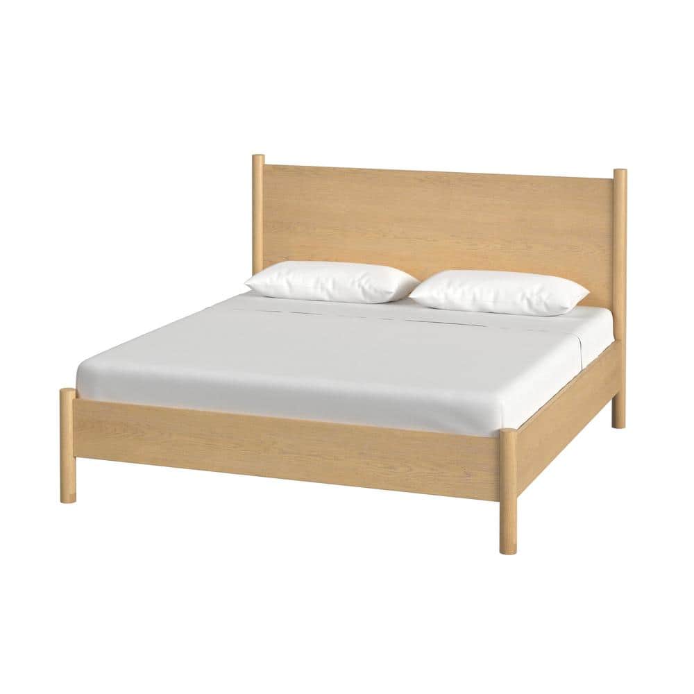Lennon Light Brown Wood Rounded Leg King Panel Bed
