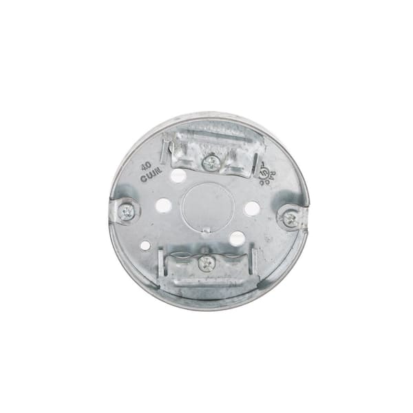 RACO 3-1/2 in. W x 1/2 in. D Steel Metallic Drawn Round Ceiling Pan with One 1/2 in. KO and NMSC Clamps, 1-Pack