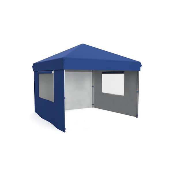 homfan 10 ft. x 10 ft. Pop Up Canopy with 3-Sidewalls-Easy Up Camping Tent with One Button Push Setup-1 Roller Bag