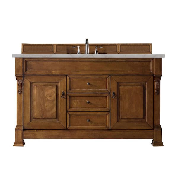 James Martin Vanities Brookfield 60.0 in. W x 23.5 in. D x 34.3 in. H Bathroom Vanity in Country Oak with Victorian Silver Top