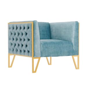 Vector Ocean Blue and Gold Accent Arm Chair