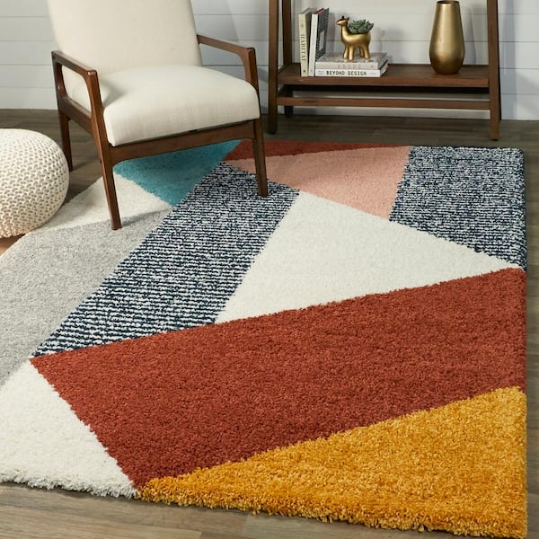Merril Burnt Orange 5 ft. x 7 ft. Modern Shag Area Rug