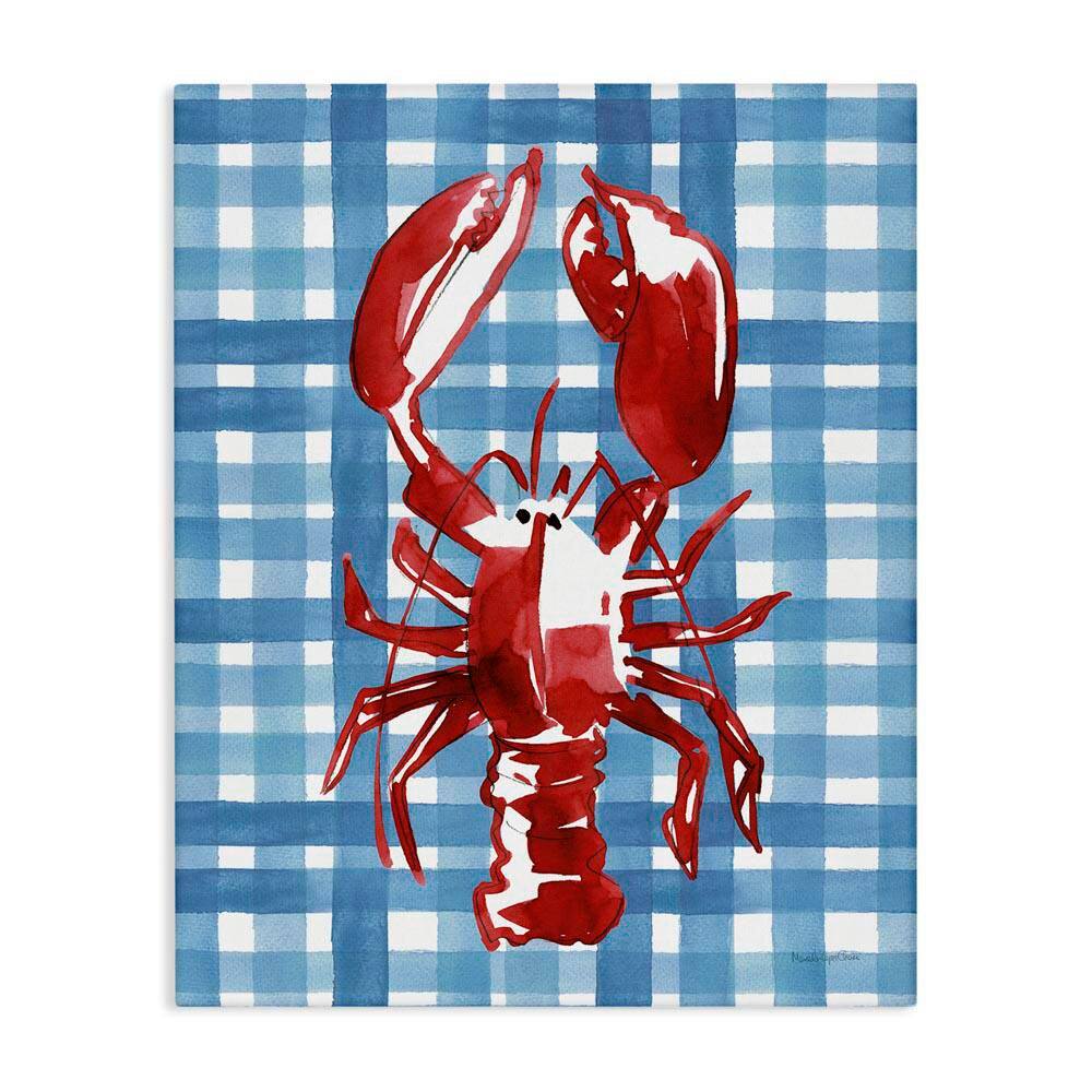 Coastal Lobster on Plaid by Mercedes Lopez Charro Unframed Animal Graphic Art Print 48 in. x 36 in. price history on PriceWatchPro