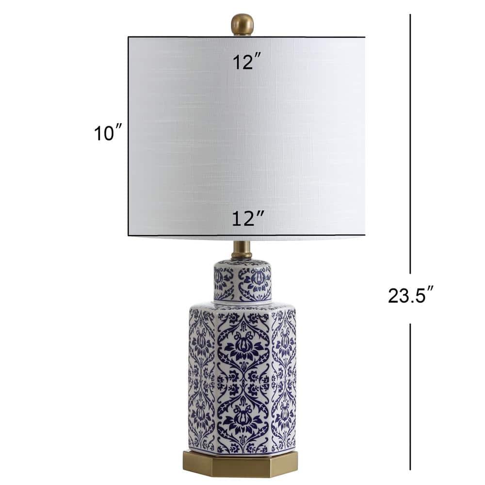 Diana Blue and White Ceramic Ginger Jar Table Lamp with Linen Shade