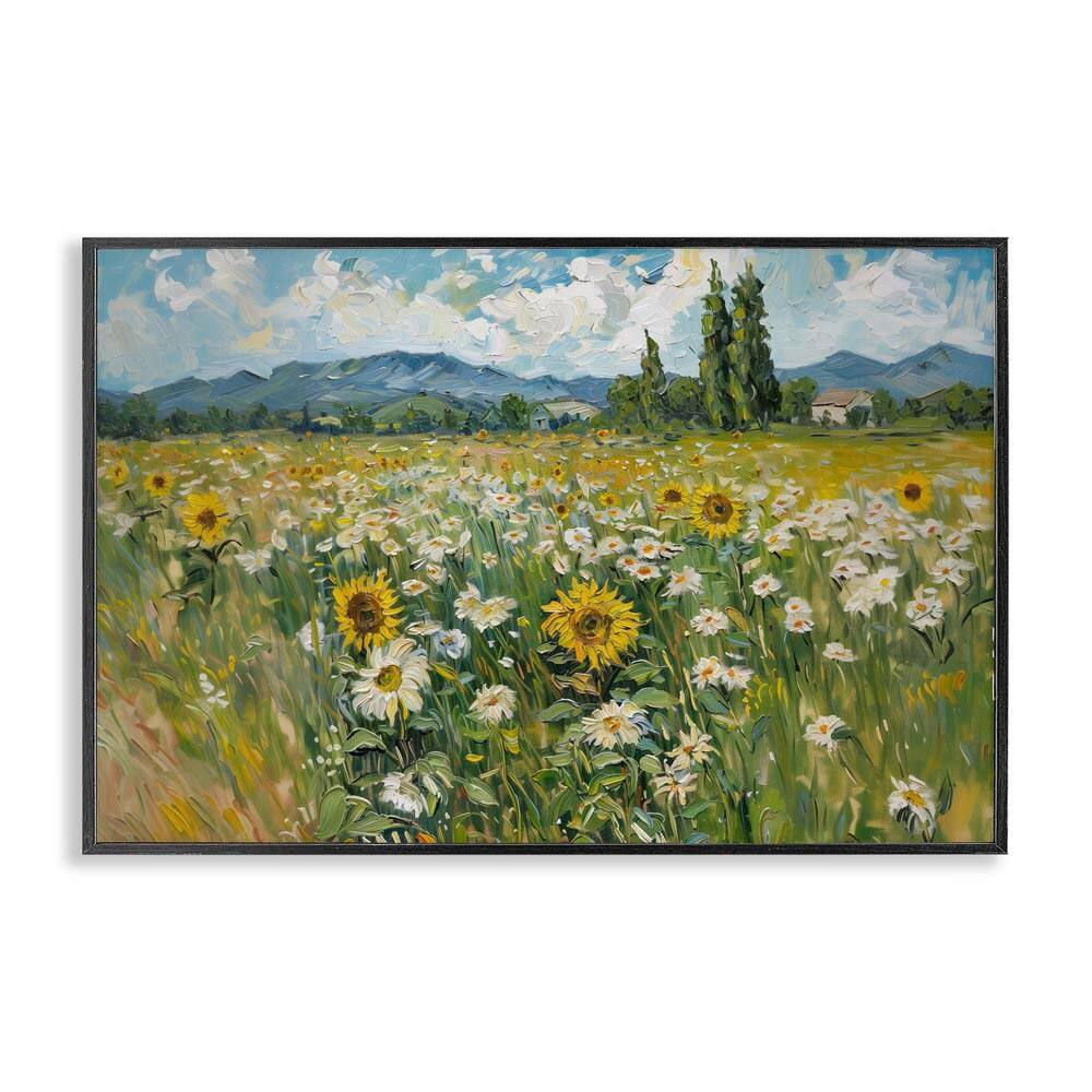 Sunflower and Daisy Meadow by Arlington Prints Black Framed Nature Giclee Art Print 16 in. x 24 in. price history on PriceWatchPro