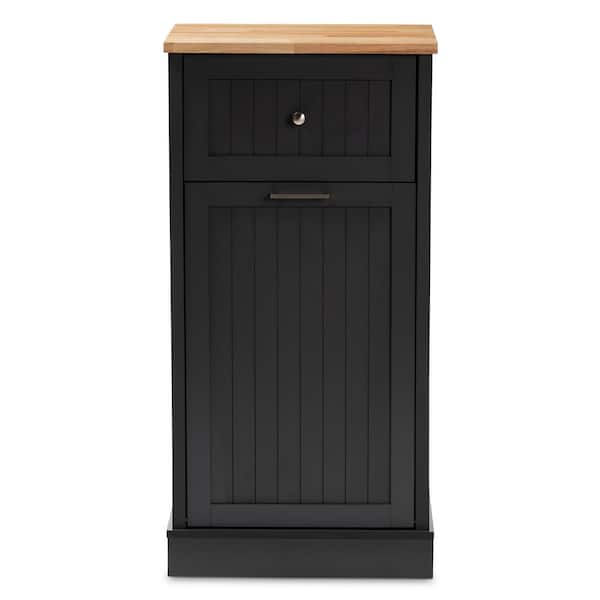 Baxton Studio Marcel Dark Gray and Oak Brown Kitchen Cabinet