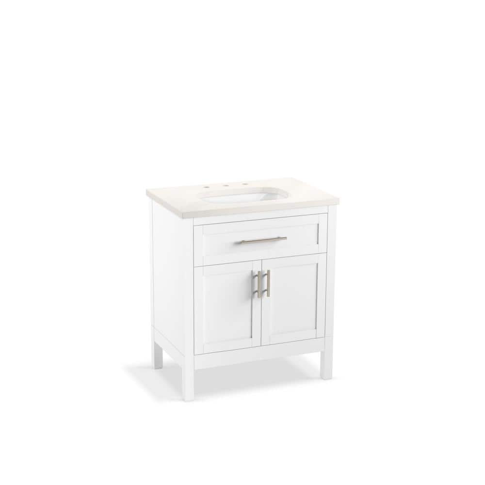 White Shaker Style 30" Single Bathroom Vanity Set with Quartz Top