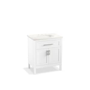 Hadron 31 in. W x 20 in. D x 36 in. H Single Sink Freestanding Bath Vanity in White with Quartz Top
