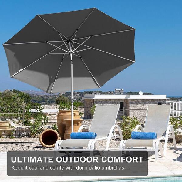 crank lift patio umbrella Jardinico Giant Sidepost JCP.401 elegant shade without a center pole in the way Treasure Garden UM810 9 Foot