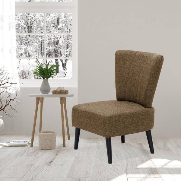 Furinno Euro Modern Brown Armless Fabric Accent Chair