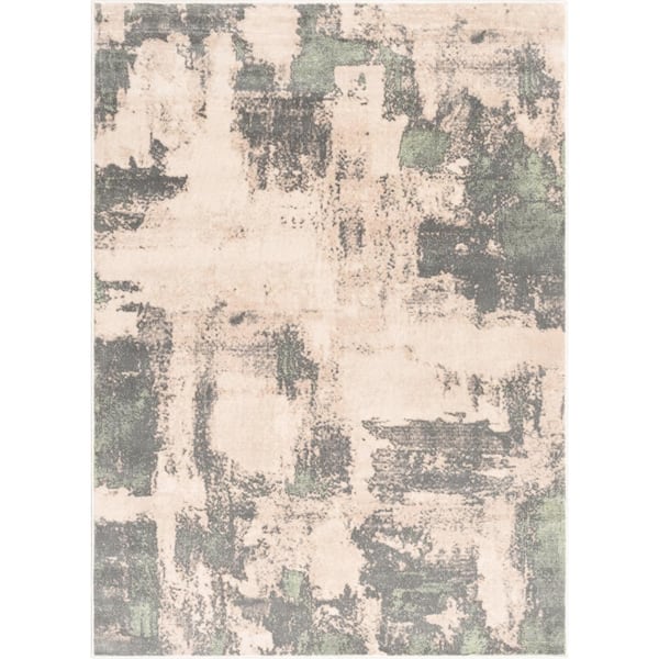 Barclay Kalia Modern Abstract Grey Green 5 ft. 3 in. x 7 ft. 3 in. Area Rug