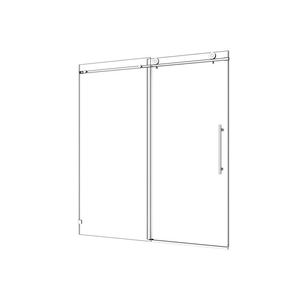 60 in. Frameless Sliding Shower Door with Clear Glass and Chrome Finish