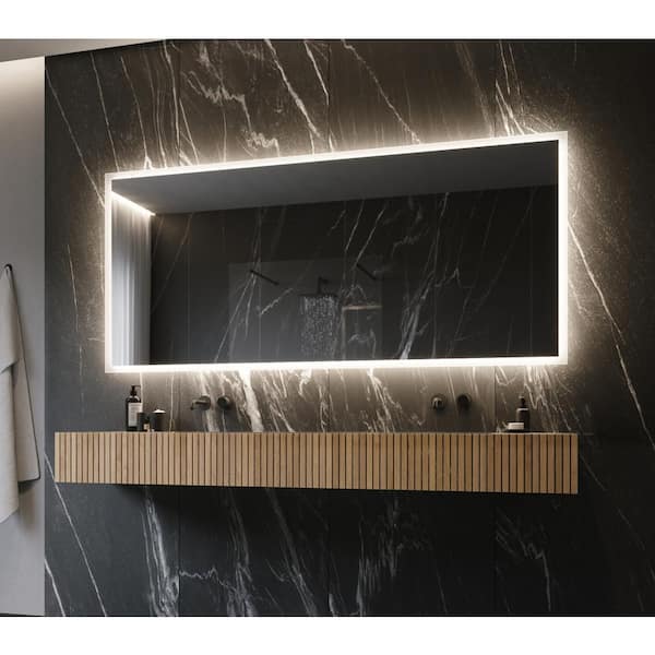 Unbranded Backlit 85 in. W x 40 in. H Rectangular Frameless Wall Mounted Bathroom Vanity Mirror 3000K LED