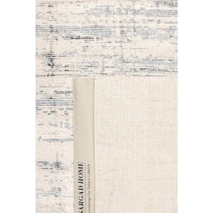 Modern Silver/Blue 6 ft. x 9 ft. Abstract Silk and Wool Area Rug