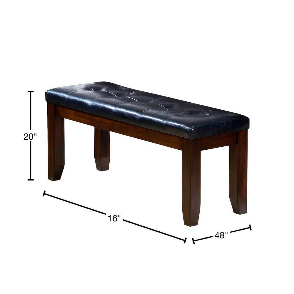 Espresso and Black PU 48" Modern Bench
