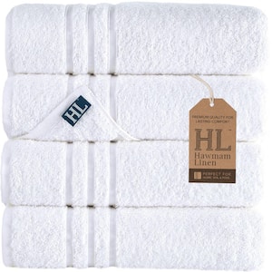 White Bath Towels 4-Pack 100% Turkish Cotton Soft Lightweight and Highly Absorbent Quick Drying Towels for Daily Use