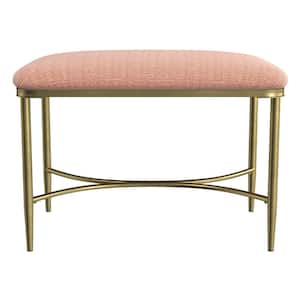 Wimberly Gold with Coral Metal Backless Vanity Stool