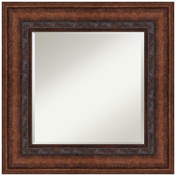 Amanti Art Decorative Bronze 29.5 in. W x 29.5 in. H Framed Beveled Bathroom Vanity Mirror in Bronze