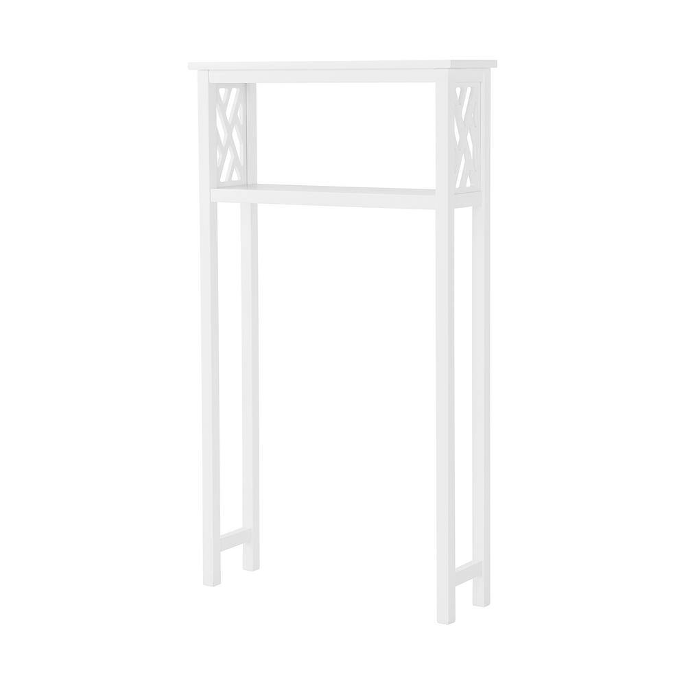 White Wood Over-the-Toilet Storage Cabinet with Doors