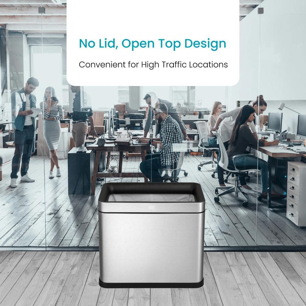 Slim Stainless Steel Open Top Trash Can for Commercial Use