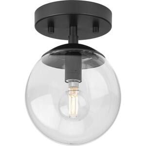 Progress Lighting Atwell 1-Light Matte Black Clear Glass Globe Modern ...