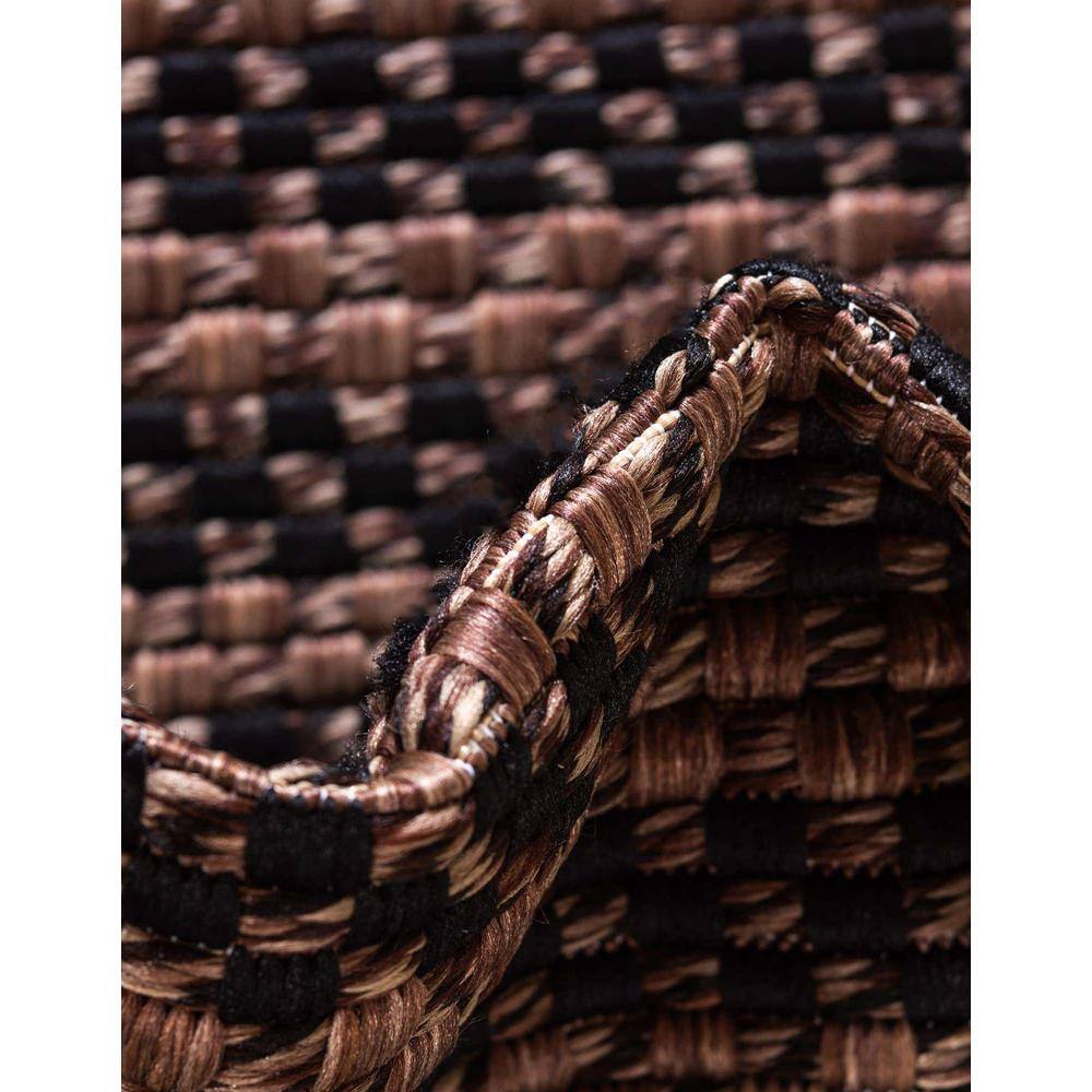 2'2" x 6' Black and Brown Synthetic Stripe Runner Rug