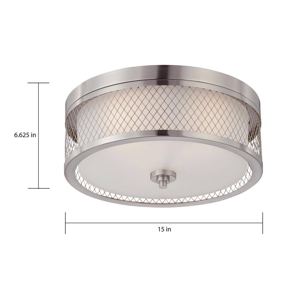 Elegant Brushed Nickel 3-Light Flush Mount with Frosted Glass