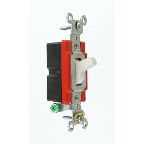 20 Amp Industrial Grade Heavy Duty Single-Pole Lighted Handle Toggle Switch, White 1221-LHW