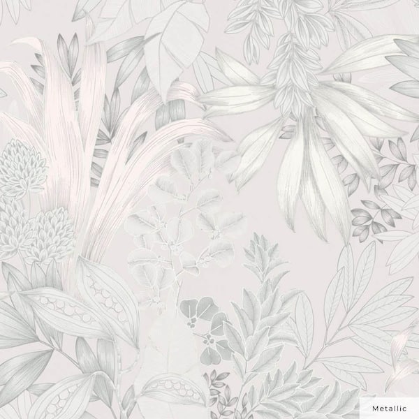 Metallic Silk Coniferous Floral Unpasted Wallpaper Roll (Covers 56 sq. ft.)