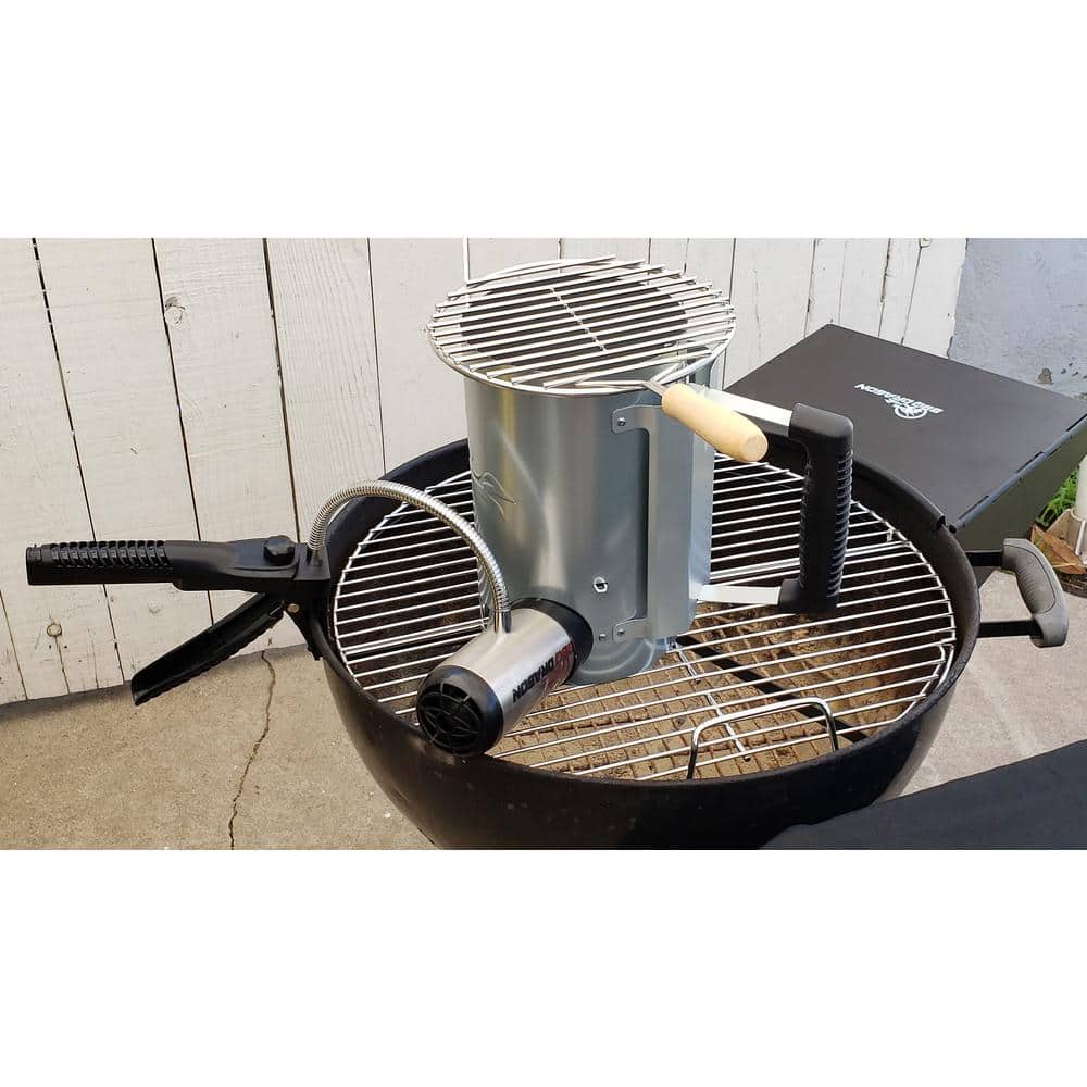 Stainless Steel Charcoal Chimney Grill Rack with Wood Handle