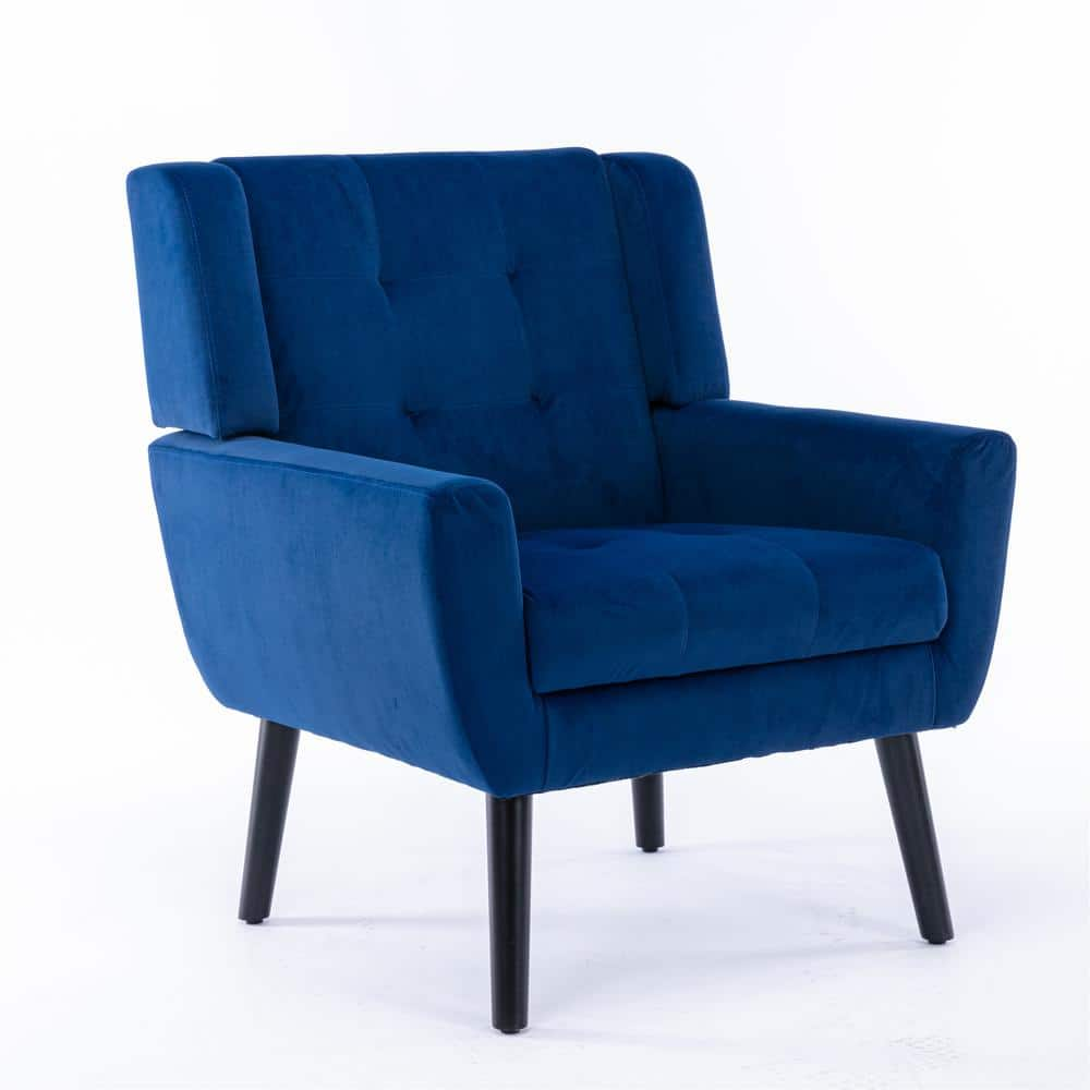 VERYKE Blue Velvet Upholstered Accent Chair Sofa Chair Bedroom Chair Home Chair with Legs YB