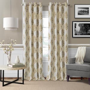 Natural Medallion Blackout Curtain - 52 in. W x 84 in. L
