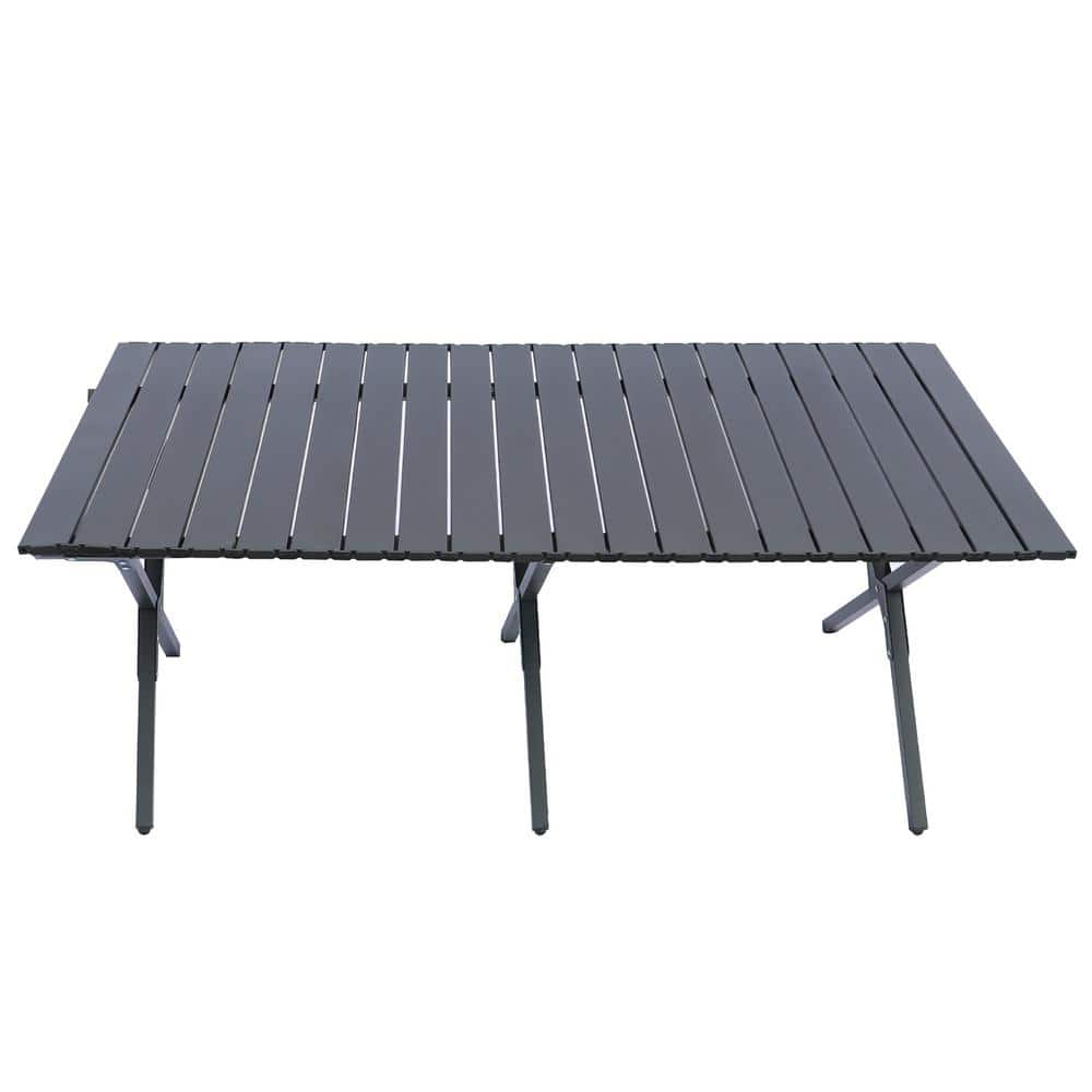45.66 in. Black Portable Folding Camping Table with Carry Bag, 4-6 Person T