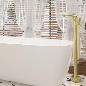 Single-Handle Freestanding Tub Faucet with Handheld Shower in Brushed Gold