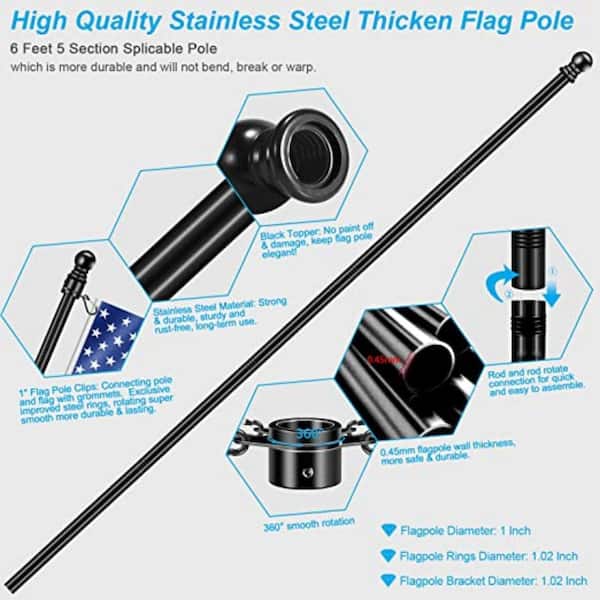 Boat Flag Pole , Stand, Thicken ,Durable, Vertical Mount