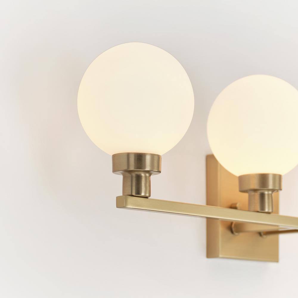 Clybourn Satin Brass 4-Light Dimmable Vanity with Milk Glass Shades