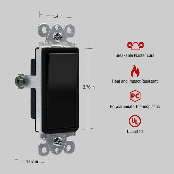 ENERLITES 15 Amp Single Pole Decorator Rocker Light Switch with
