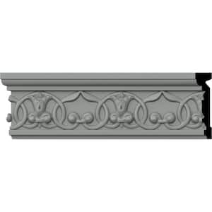 SAMPLE - 1 in. x 12 in. x 4 in. Urethane Dublin Versailles Flower Blossom Chair Rail Moulding