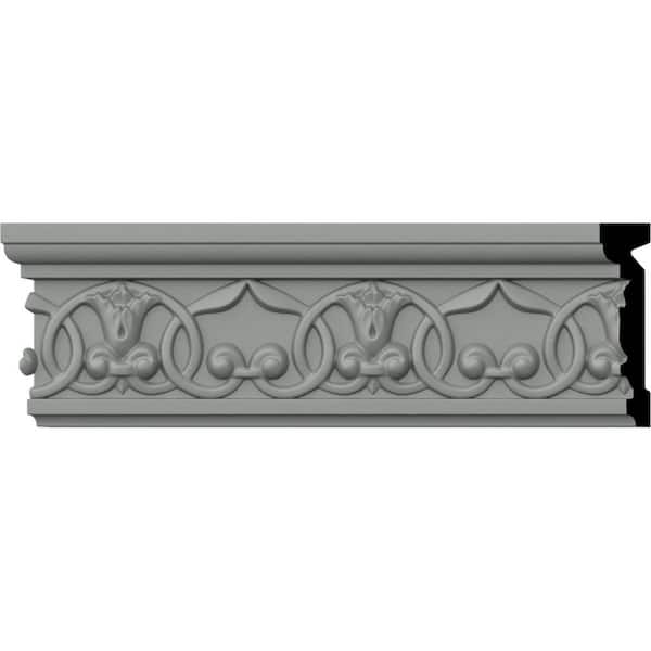 Ekena Millwork SAMPLE - 1 in. x 12 in. x 4 in. Urethane Dublin Versailles Flower Blossom Chair Rail Moulding