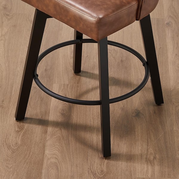 Spruce & Spring Percival 26 in. Brown Leather Counter Height