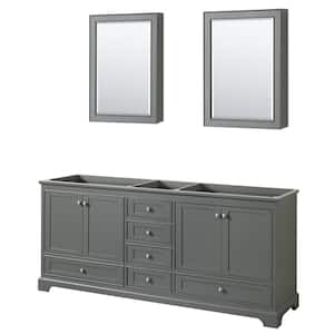 Deborah 79 in. W x 21.625 in. D Vanity Cabinet with Medicine Cabinets in Dark Gray