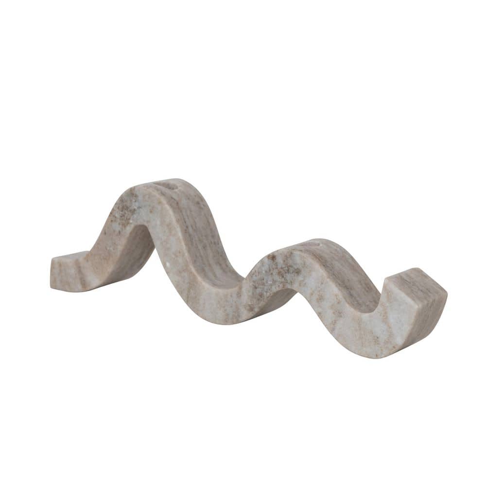 Natural Beige Marble Wave Double Taper Candle Holder
