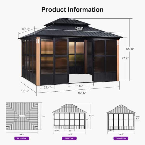 Patio34 PURPLE LEAF 14 ft. x 24 ft. Luxury Patio Outdoor Gazebo for
