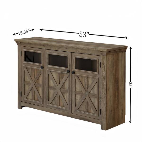 FUNKOL 38 in. x 15.35 in. x 35 in. Gray Wash Vintage MDF Storage Cabinet with 2-Doors