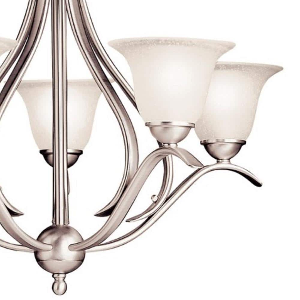 Elegant Dover Distressed Bronze 5-Light Chandelier with White Glass