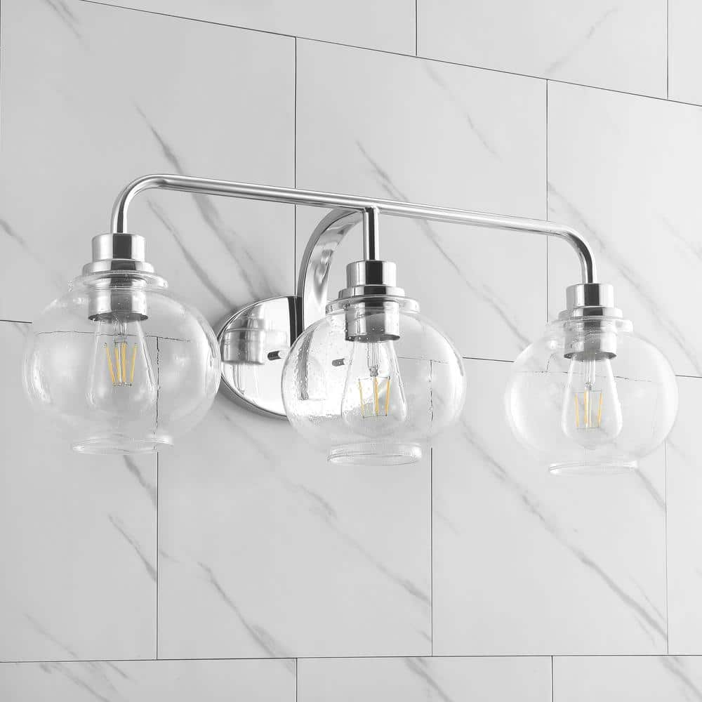Chrome Sandrine 26.25'' 3-Light LED Vanity Light with Glass Shade